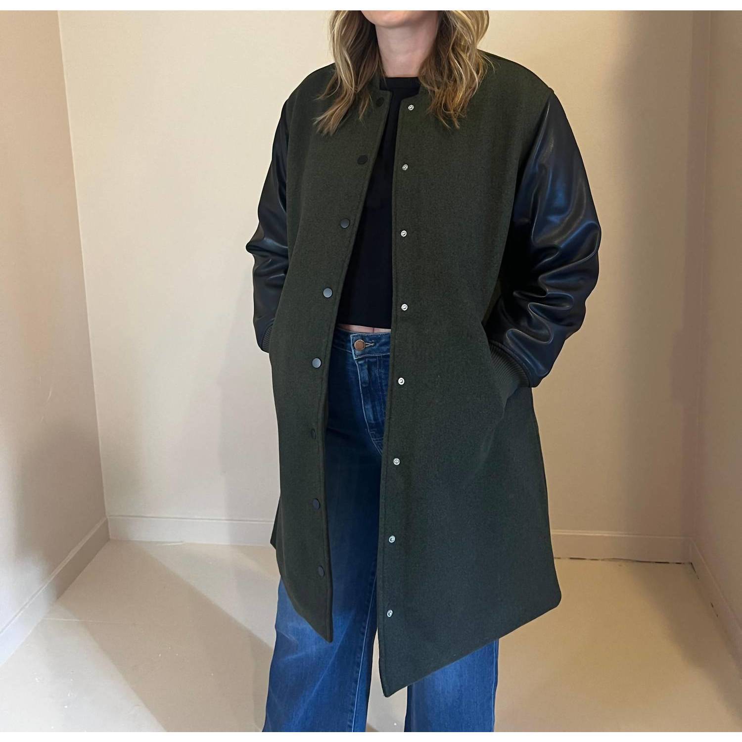 New Blank Walcott Coat In Green/Black